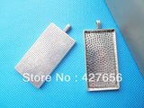 20pcs Antique Silver Rectangle Frame Setting Tray Pendant Charm DIY
