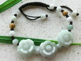Jade Emerald Rose Beads Bracelet Natural Adjustable Bangle