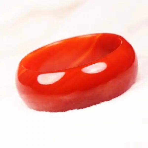 Zheru Jewelry Natural Agate Chalcedony Red Bracelet 54-64mm