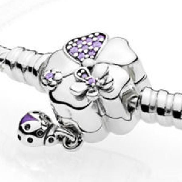 Daisy Flower Butterfly Meadow Clasp 925 Silver Bracelet Charm