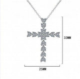 D Heart Moissanite Cross Necklace 100% S925 Sterling Silver Jesus Chain
