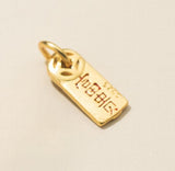 Vintage S925 Sterling Silver Printed Coin Square Card 18K DIY Charms