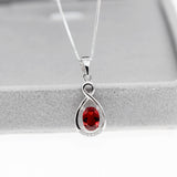 Garnet Pendant Necklace, 925 Silver, January Birthstone Gemstone Jewelry