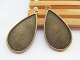 50pcs Raindrop Base Setting Tray Bezel Pendant Charm, fit 20mmx35mm Cabochon