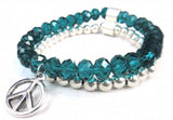 8mm Amythest Crystal Beads Bracelet with Peace Charm Women Stretch Bracelet