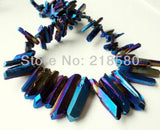 Titanium Quartz Sticks Crystal Points Briolettes Beads 16in Strand