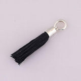 925 Silver Bead Charm Bohemian Fabric Tassel Pendant Bracelet Diy Jewelry