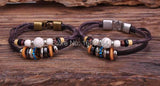 G73 Bronze Surfer Hemp Leather Wood Beads Bracelet Cuff