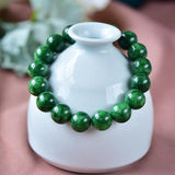Zheru Jade Green Round Bead Bracelet Men Women Jewelry