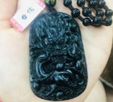 Natural Ink Green Carved Dragon Pendant Necklace