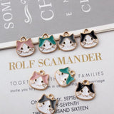 100pcs 15*15mm Kitten Cat Avatar Alloy Headwear Pendant