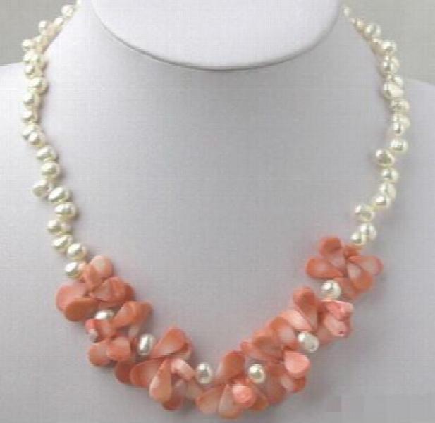 Real Freshwater Pearl Pink Coral Necklace