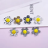 10pcs Acrylic Plaid Leopard Smiling Face Flower Hairpin DIY