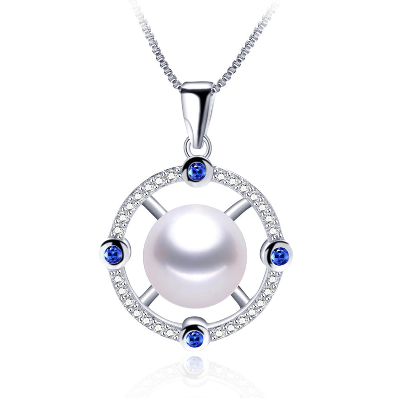 Freshwater Pearl Pendant with Zircon Silver Jewelry - Festive Gift