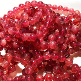 Red Strawberry Quartz Bracelet Clear Beads Crystal Star Light 8-13mm