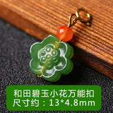 HETIAN Jade green loose beads pendant flower/fish/buddha for DIY jewelry