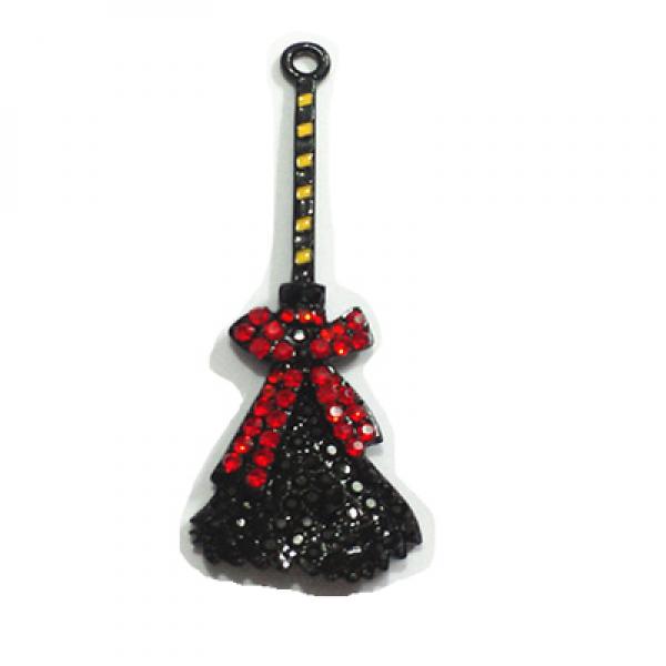 Halloween Broom Rhinestone Pendants Lot of 10 for Jewelry Making