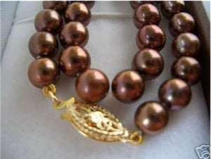 AAA+ Coffee 8mm Akoya Shell Pearl Necklace 18"