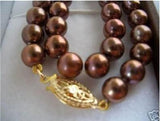 AAA+ Coffee 8mm Akoya Shell Pearl Necklace 18"