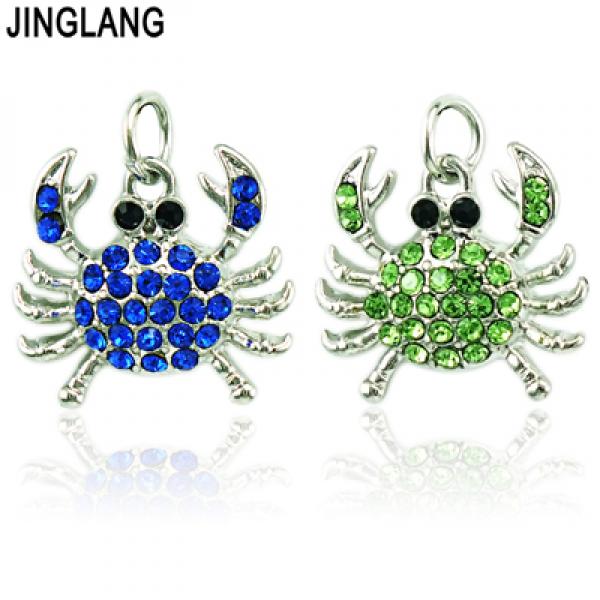 Rhinestone Crab Animals Pendants for Jewelry Making