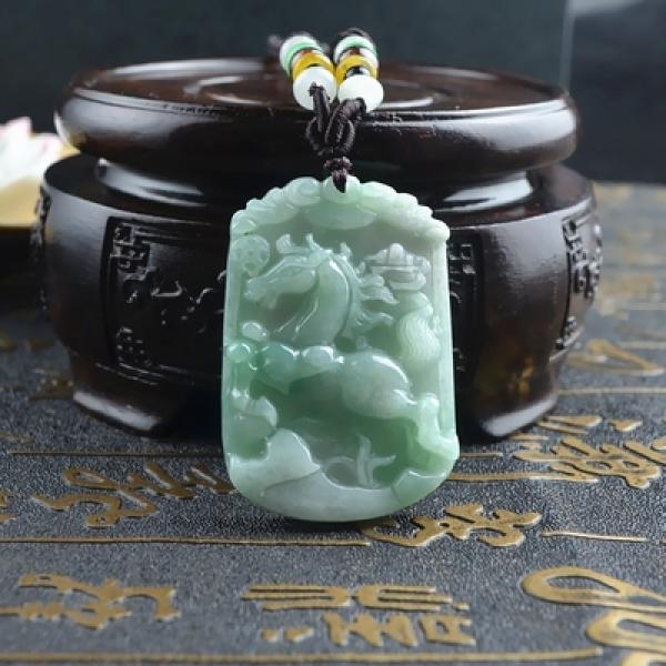 Natural Burmese Jade Horse Pendant A-Level Jewelry for Men and Women