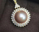 925 Silver Sun Flower Pendant with Pearls and Yellow Zircon