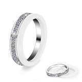 2pcs Set Rhinestone Stainless Steel Women Ring Random Style Ceramic Rings