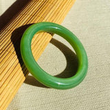 Zheru Jewelry Green Hetian Jade Bracelet 54-64mm for Mother, Girlfriend