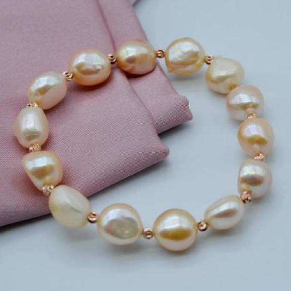 Baroque Pink Pearls Bracelet Red Accessories Stretch Thread Ladies Jewelry