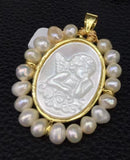 Natural Sacred Heart Mother of Pearl Shell Pendant 24x29mm