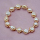 Baroque Pink Pearls Bracelet Red Accessories Stretch Thread Ladies Jewelry
