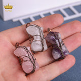 Hand Carved Wire Wrapped Stone Female Body Crystal Pendant