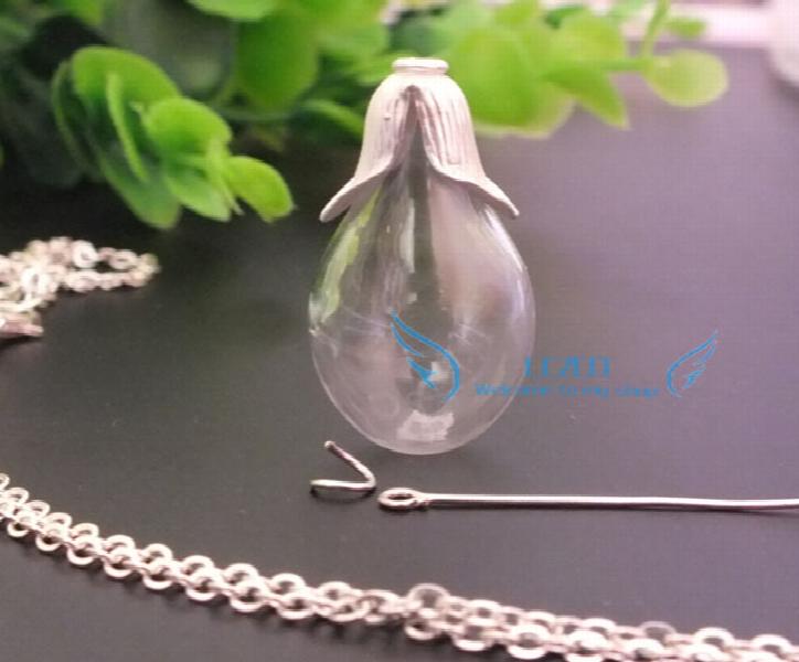 10 Sets Silver Plated Water Glass Globe Necklace Set