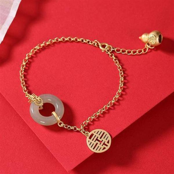 Hetian Jade Buckle Gourd Bracelet Retro Charm Women's Jewelry