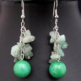 Green Jade Grape S925 Sterling Silver Dangle Earrings