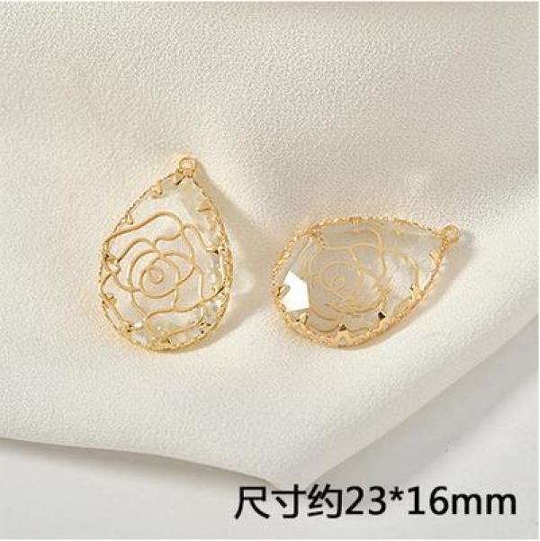 Crystal Water Drop Copper Charms Pendant 20pcs/lot