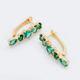 Cyan Natural Zircon 585 Rose Long Dangle Earrings