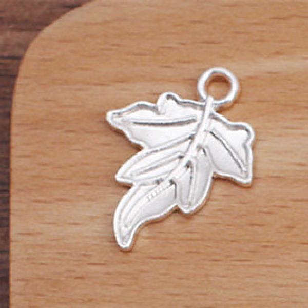 50 PCS Metal Alloy Leaf Pendant KC Gold/Silver Enamel Leaves Charms