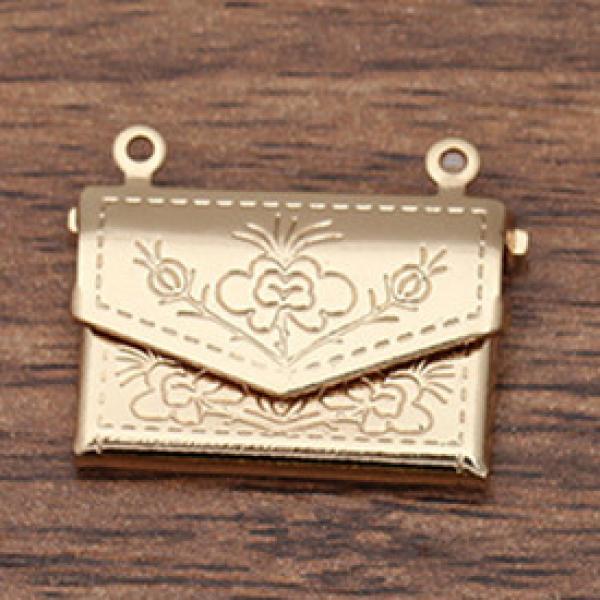 10pcs 15x20mm Brass Locket Charms Envelope Photo Locket Pendant
