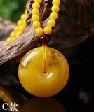 Amber and Honey Wax Pendant Necklace