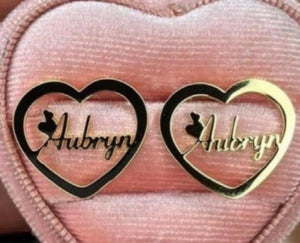 Personalized Heart Letter Stud Earrings