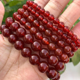 Natural Red Agate Carnelian Bracelet Round Bead Crystal Quartz Healing Stone