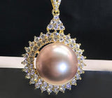 925 Silver Sun Flower Pendant with Pearls and Yellow Zircon