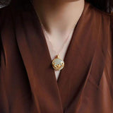 Silver Inlaid Jade Koi Pendant Necklace Chinese Retro Women's Jewelry