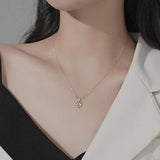 925 Silver Moonstone Opal Heart Pendant Necklace Women Jewelry