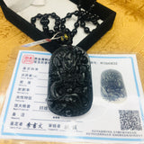 Natural Ink Green Carved Dragon Pendant Necklace