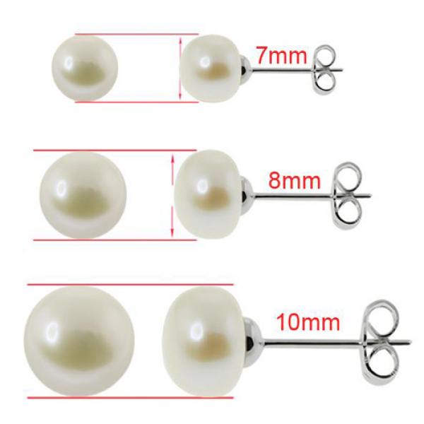 Freshwater Pearl Earrings 3Pairs Lot 6-10MM Silver Stud Fine Jewelry
