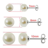 Freshwater Pearl Earrings 3Pairs Lot 6-10MM Silver Stud Fine Jewelry