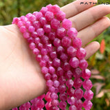 Pink Tourmaline Faceted Round Stone Beads for Jewelry Making DIY