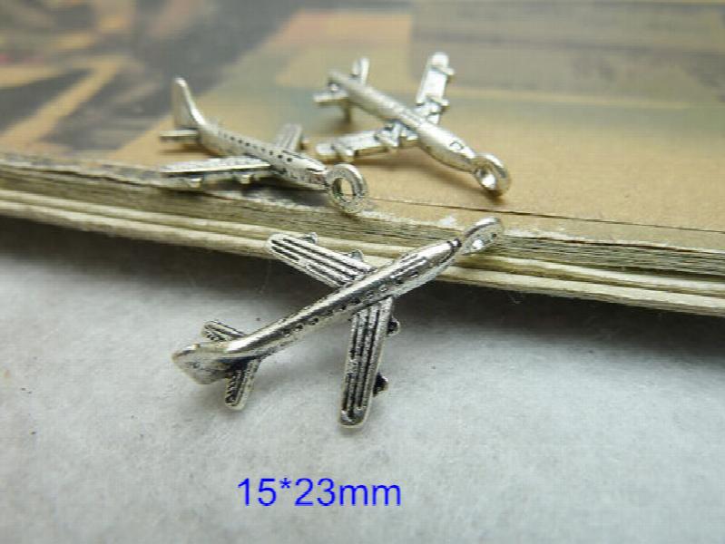 Bulk 100 Tiny Plane Charms, Antique Metal Jewelry Supplies